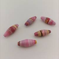 Papierperlen - handgedreht und Pink wie das Leben! Entdecke 5 einzigartige Perlen aus nachhaltigem Papier Bild 1