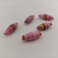 Papierperlen - handgedreht und Pink wie das Leben! Entdecke 5 einzigartige Perlen aus nachhaltigem Papier Bild 2