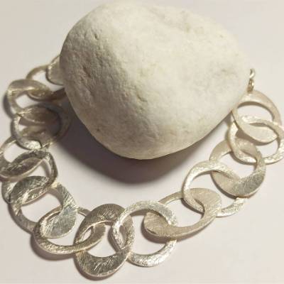 Modernes 925 Silber Armband große Ösen