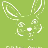 10 Postkarten Fröhliche Ostern, mit Osterhase Weiß auf Grün Bild 1