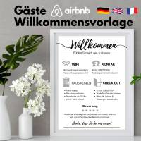 Gäste Willkommensvorlage für Airbnb und Booking, für Ferienwohnung mit Internet, Hausregeln, Check-in Anweisung Bild 1