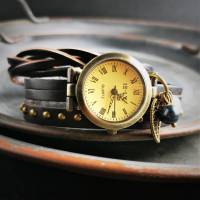 Armbanduhr, Wickeluhr, Lederuhr, Zuchtperlen Bild 2