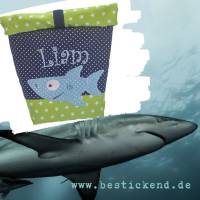 bestickte Lunchbag HAI + NAME  //marine - grün// Bild 6