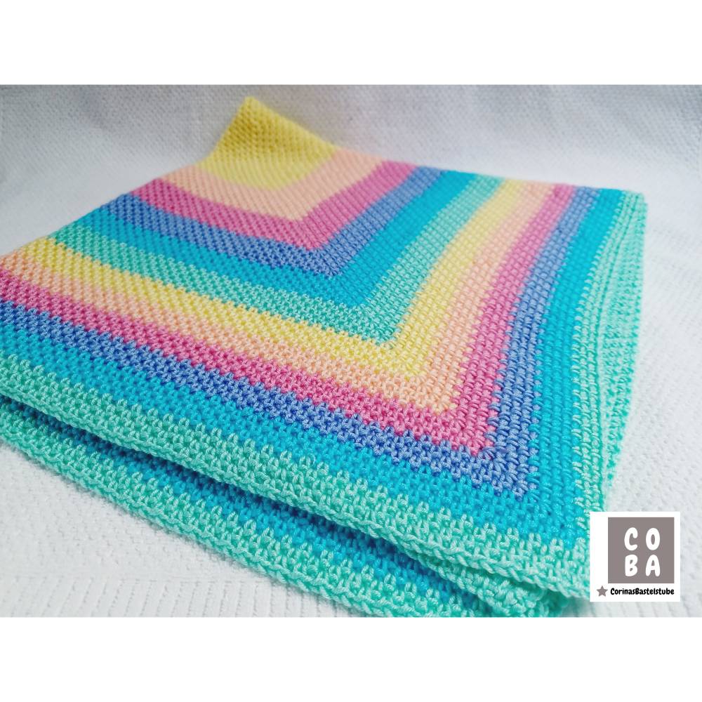Babydecke gehäkelt Regenbogen pastell extra soft