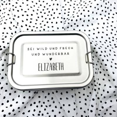 Brotdose personalisiertes Geschenk Edelstahl Wild Frech Wunderbar