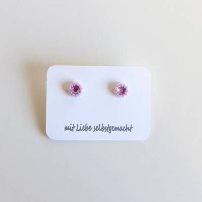 Ohrstecker * Pink * Rosa * gefädelt * Edelstahl * Crystal