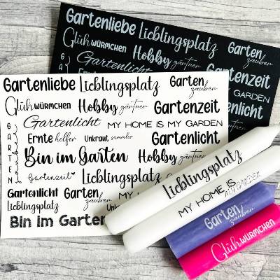Kerzentattoo GARTENLIEBE, A5, Wasserschiebefolie, Kerzenfolie, Kerzensticker, Garten, Frühling, Blumen