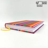 Notizbuch, Regenbogen pink, A5, fadengeheftet handgefertigt, 150 Blatt, Tagebuch, Skizzenbuch Bild 4