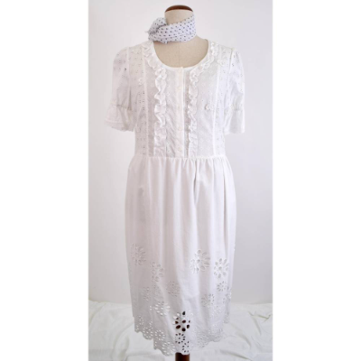 Damen Sommerkleid im Besonderen Boho-Stil Weiß | Messestück |