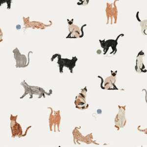 ab 50cm Jersey Cats Watercolor - Katzen Aquarell Druckstoff Bild 1