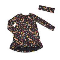 Kleid Tunika mit Volant "Einhorn und Regenbogen" grau-bunt Langarm / Kurzarm Geschenk Geburt Bild 1
