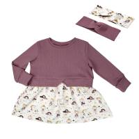 Girly Sweater Pullover Kleid "Feen und Einhörner" Rippjersey Strickstoff altrosa Baby Mädchen Geschenk Bild 2