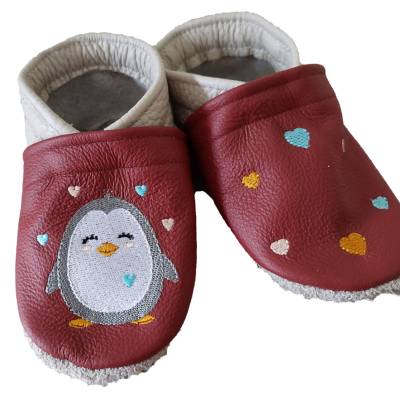 Krabbelschuhe Lauflernschuhe Schuhe Pinguin Leder personalisiert