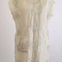 Damen Tunikakleid Batik Look Creme/Weiß mit Bänder hinten Bild 1