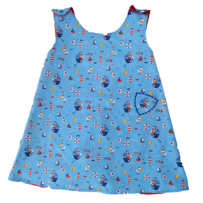 Wende-Schürzenkleid Kleid Kinderkleid Sommerkleid Tunika Baumwolle  Punkte Maritim