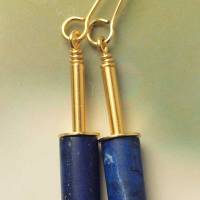 Ohrhänger aus Lapislazuli mit goldenen Pyriteinschlüssen, vergoldetes Silber Bild 8