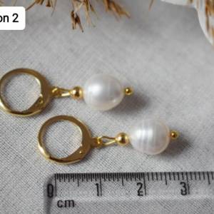 Süßwasserperlen Ohrringe, Perlen Ohrringe Creolen Gold, Hoop Ohrringe, Perlen Hängeohrringe, Perlen Kreolen, Süßwasserpe Bild 9