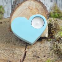 Teelichthalter Herz aus Jesmonite Blau Bild 1