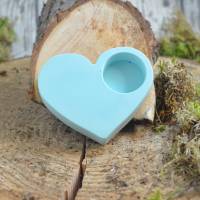 Teelichthalter Herz aus Jesmonite Blau Bild 2
