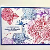 Geburtstagskarte Glückwunschkarte Blumen Handarbeit 3D Bild 3