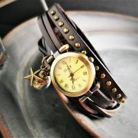 Armbanduhr, Wickeluhr, Lederuhr, Sterne Bild 1