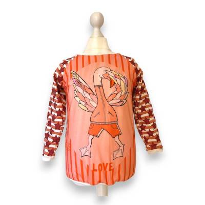 Pullover für Mädchen Größe 116/122 - Langarmshirt Pullover Flamingo und Glitzer Sterne // Handmade Kinderkleidung Tier