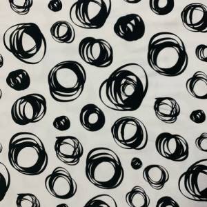 Reststück 98cm Jersey Kringel/Kreise schwarz auf weiß Bild 1