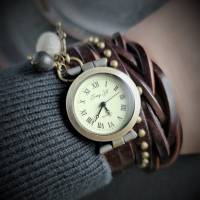 Armbanduhr, Wickeluhr, Lederuhr, maritim Bild 3