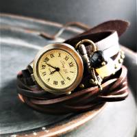 Armbanduhr, Wickeluhr, Lederuhr, maritim Bild 4