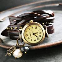 Armbanduhr, Wickeluhr, Lederuhr, maritim Bild 6