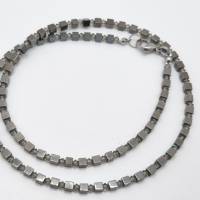 Kette Hämatit Würfel mit Swarovski Kristallen Grau Black Diamond (756) Bild 1