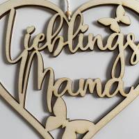 Gelasertes Herz mit Schriftzug "Lieblings Mama", Sperrholzherz als Muttertagsgeschenk Bild 3