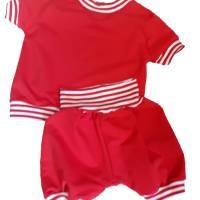 Pumphose, Shirt Kurzarm  SET BW-Jersey uni personalisiert   Handarbeit Kinder Baby Bild 2