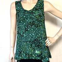 luftig leichtes Damen-Top mit grünem Batik-Muster, handbemaltes Einzelstück, Gr. S Bild 1
