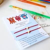 Einschulung | Erster Schultag Geschenk | Armbänder mit Karte | Mutter Tochter & Sohn Armband | Kleines Monster Bild 5