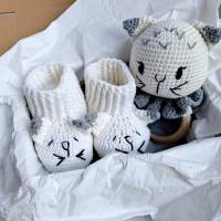 Katze, Rassel, Amigurumi, Baby Schuhe, Neugeborene Schuhe, Katze Rassel, Greifling Bild 1