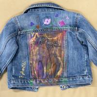 Destroyed Jeans Mädchen-Hand painted Jeans Jacke von AmOli Bild 3