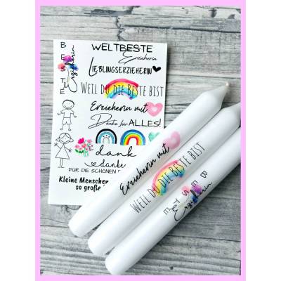 Kerzentattoo ERZIEHERIN, A6, Wasserschiebefolie, Kerzenfolie, Kerzensticker, Kindergarten