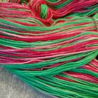 Streifen bildende handgefärbte Sockenwolle, Sockenwolle 4-fach, Pink, Grün, 1 Strang, #2315b Bild 2