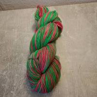Streifen bildende handgefärbte Sockenwolle, Sockenwolle 4-fach, Pink, Grün, 1 Strang, #2315b Bild 4