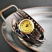 Armbanduhr, Wickeluhr, Lederuhr, Auge Bild 1