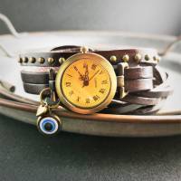Armbanduhr, Wickeluhr, Lederuhr, Auge Bild 2