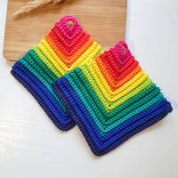 Gehäkelte Topflappen Regenbogenfarben 1 Paar | Baumwoll-Topflappen gehäkelt | nützliche Küchenutensilien | LGBT Topflapp Bild 10