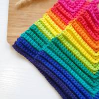 Gehäkelte Topflappen Regenbogenfarben 1 Paar | Baumwoll-Topflappen gehäkelt | nützliche Küchenutensilien | LGBT Topflapp Bild 4
