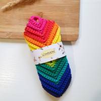 Gehäkelte Topflappen Regenbogenfarben 1 Paar | Baumwoll-Topflappen gehäkelt | nützliche Küchenutensilien | LGBT Topflapp Bild 9