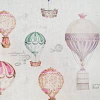 Stoff Baumwolle "Fesselballons nostalgisch"  Pastell ecru melange Digitaldruck Leinenoptik Bild 1