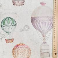 Stoff Baumwolle "Fesselballons nostalgisch"  Pastell ecru melange Digitaldruck Leinenoptik Bild 6