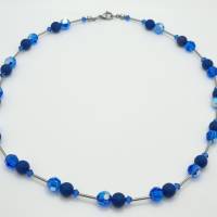 Kette Polariskette Kristalle Blau Sapphire Dunkelblau Perlen (740) Bild 2