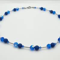 Kette Polariskette Kristalle Blau Sapphire Dunkelblau Perlen (740) Bild 3