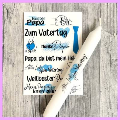 Kerzentattoo VATERTAG, A6, Wasserschiebefolie, Kerzenfolie, Kerzensticker, Tattoofolie, Kerzen beschriften, Papa, Papi